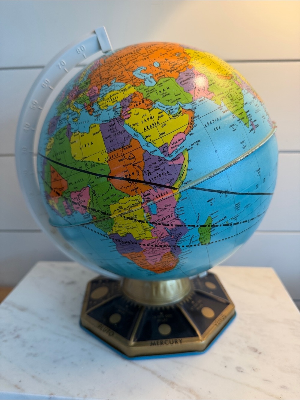 Vintage J Chien & Co. 9 “ World Globe Planet Base